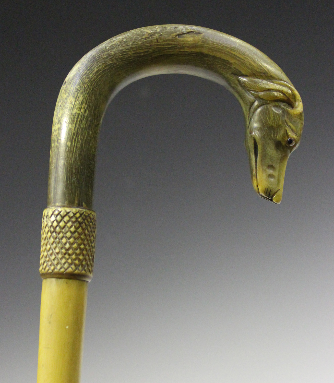 A Late 19th Century Sectional Horn Walking Stick The Handle Probably