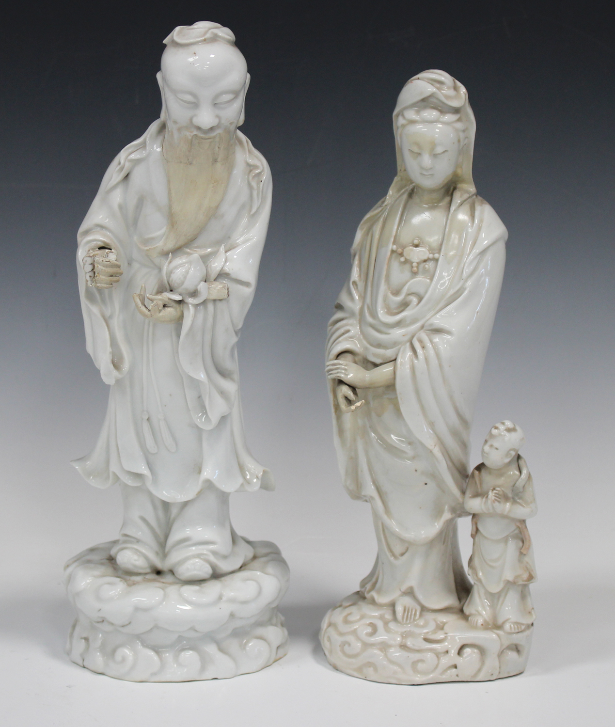 A Chinese blanc-de-Chine porcelain figure of Guanyin, Kangxi period