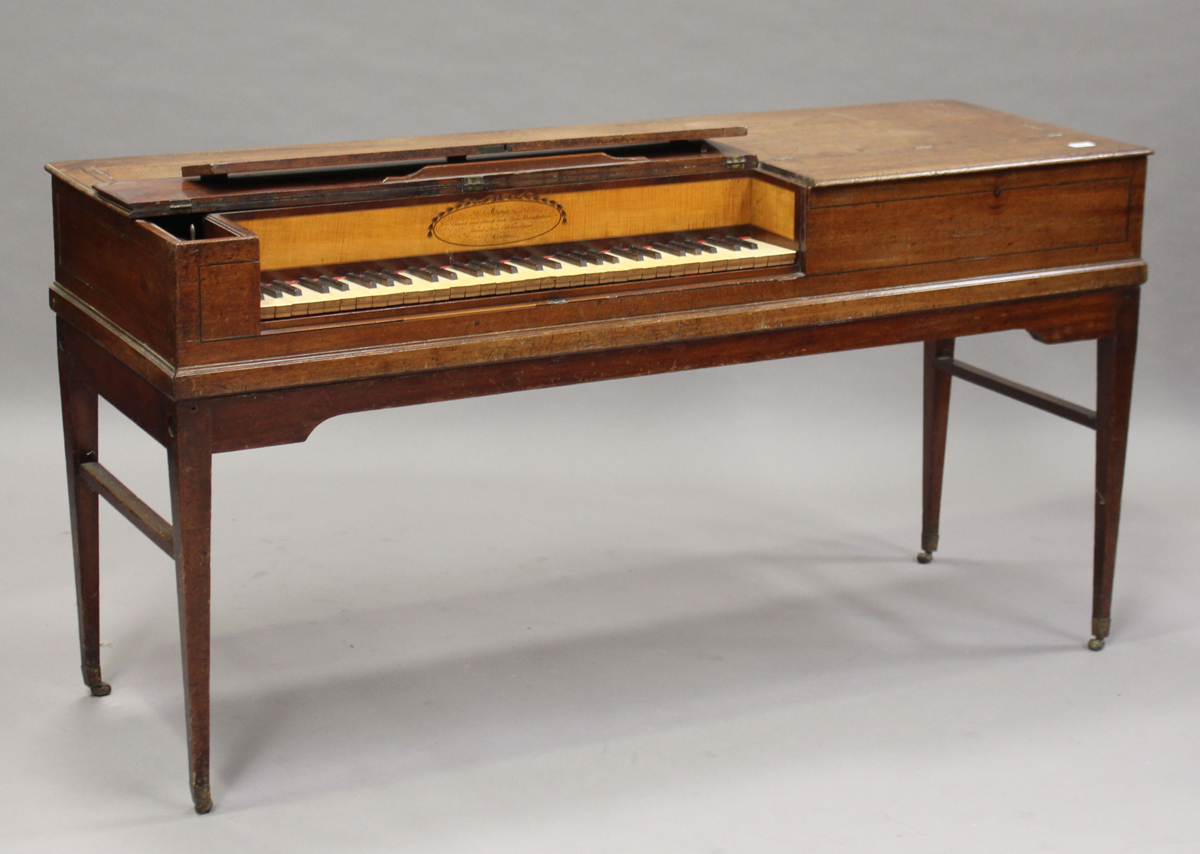 A George III mahogany cased square piano by Christopher Ganer, Broad ...