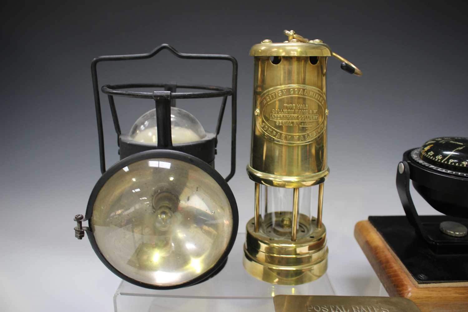 An Aberaman Colliery brass miner's lamp by British Coal Mining