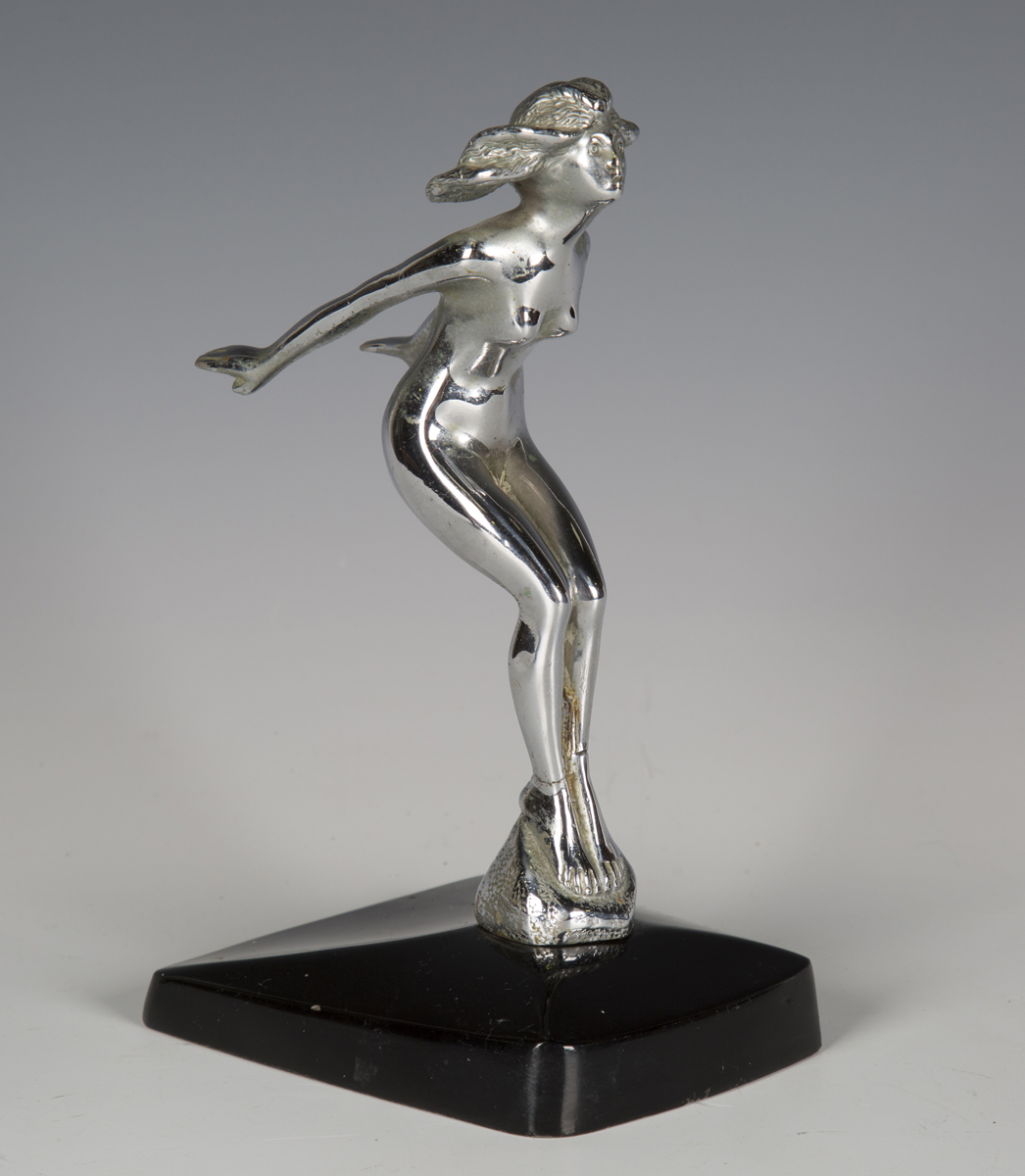 An Early 20th Century Speed Nymph Chromium Plated Cast Metal Car Mascot Modelled In The Form Of A N 
