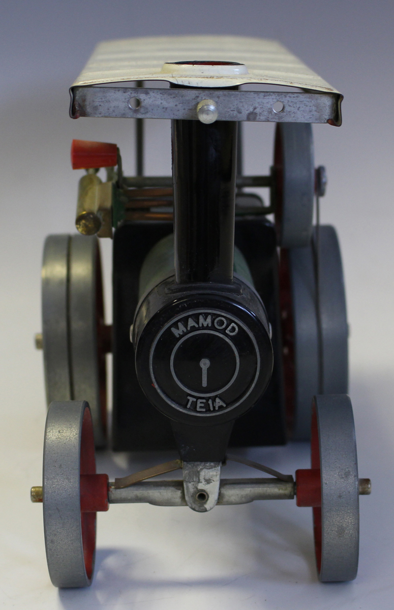 A Mamod TE1a live steam traction engine and three boxed