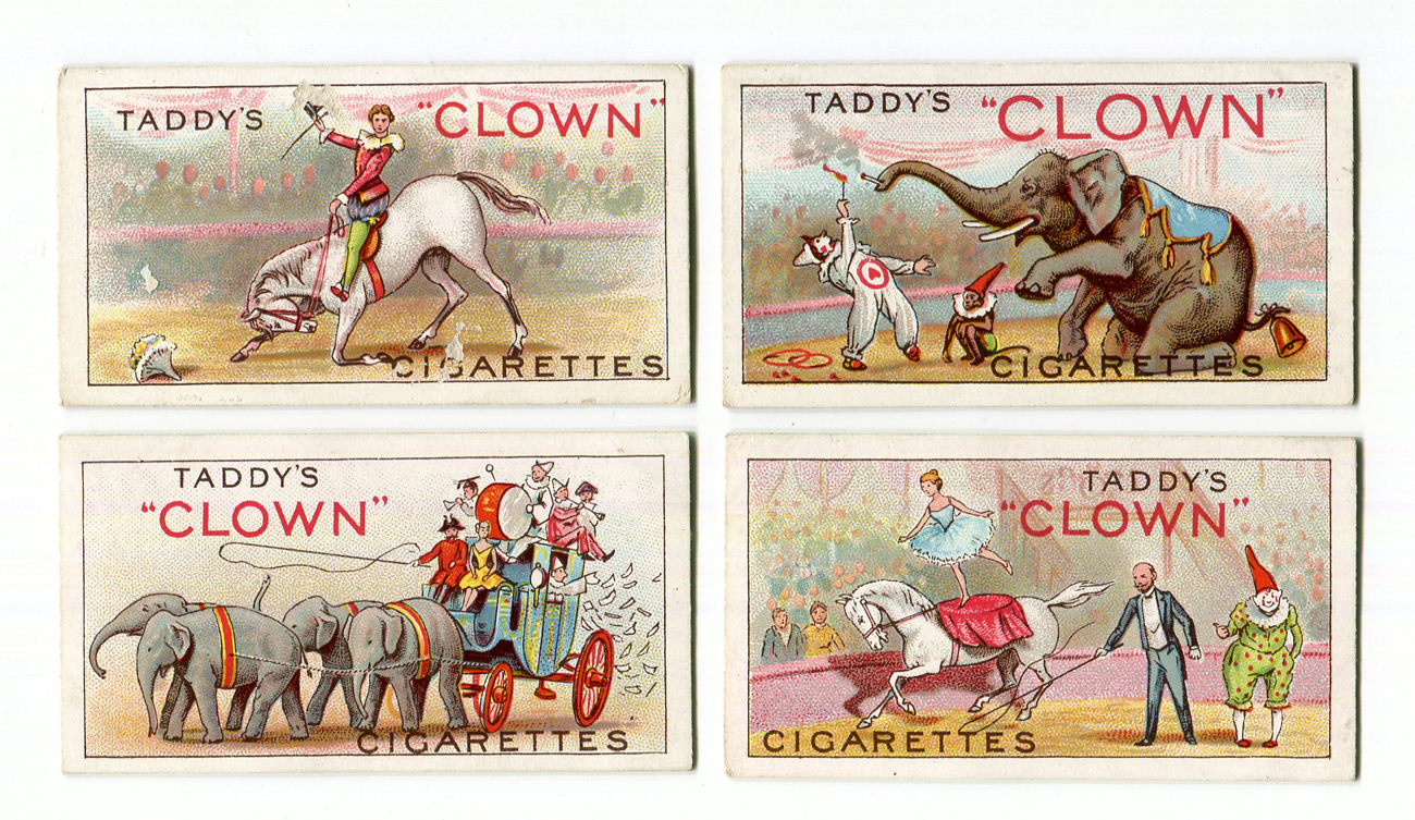 taddy clown cigarette cards A set of 20 Taddy & Co. 'Clowns & Circus Artistes' cigarette cards, circa  1915 (1