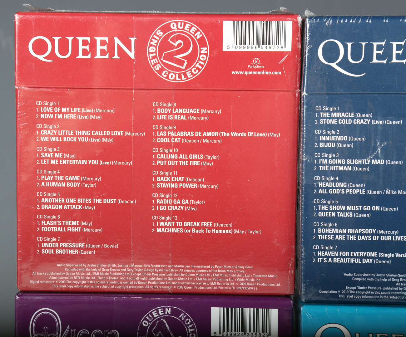 A series of four CD box sets, 'Queen Singles Collection', Volumes