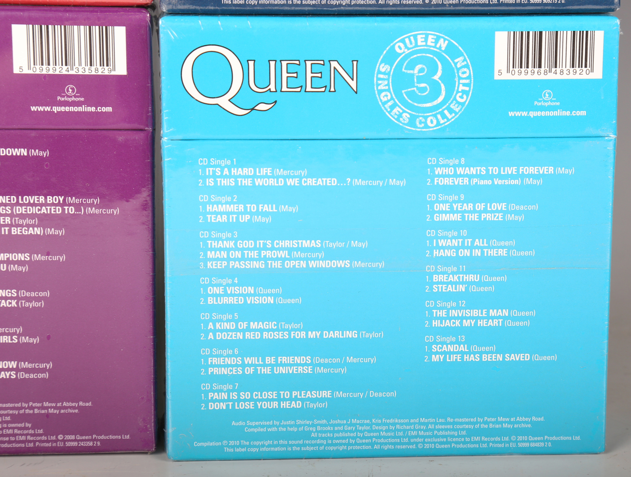 A series of four CD box sets, 'Queen Singles Collection', Volumes