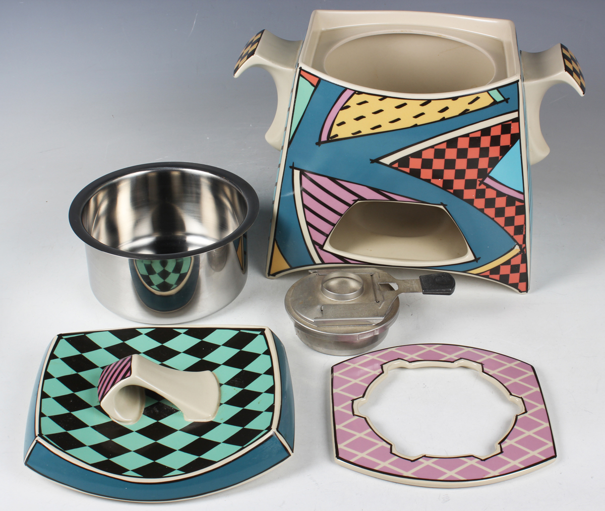 A Rosenthal Studio-Linie Flash pattern Fondue pot, late 20th