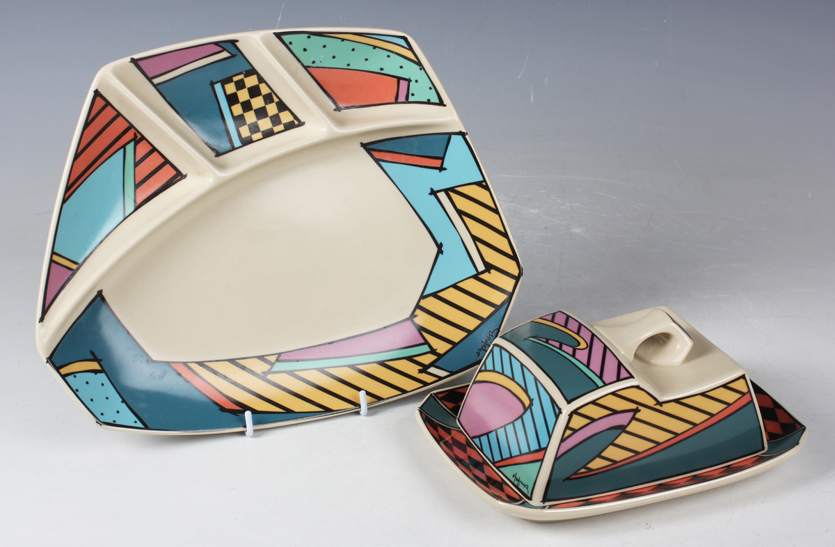 A Rosenthal Studio-Linie Flash pattern Fondue pot, late 20th