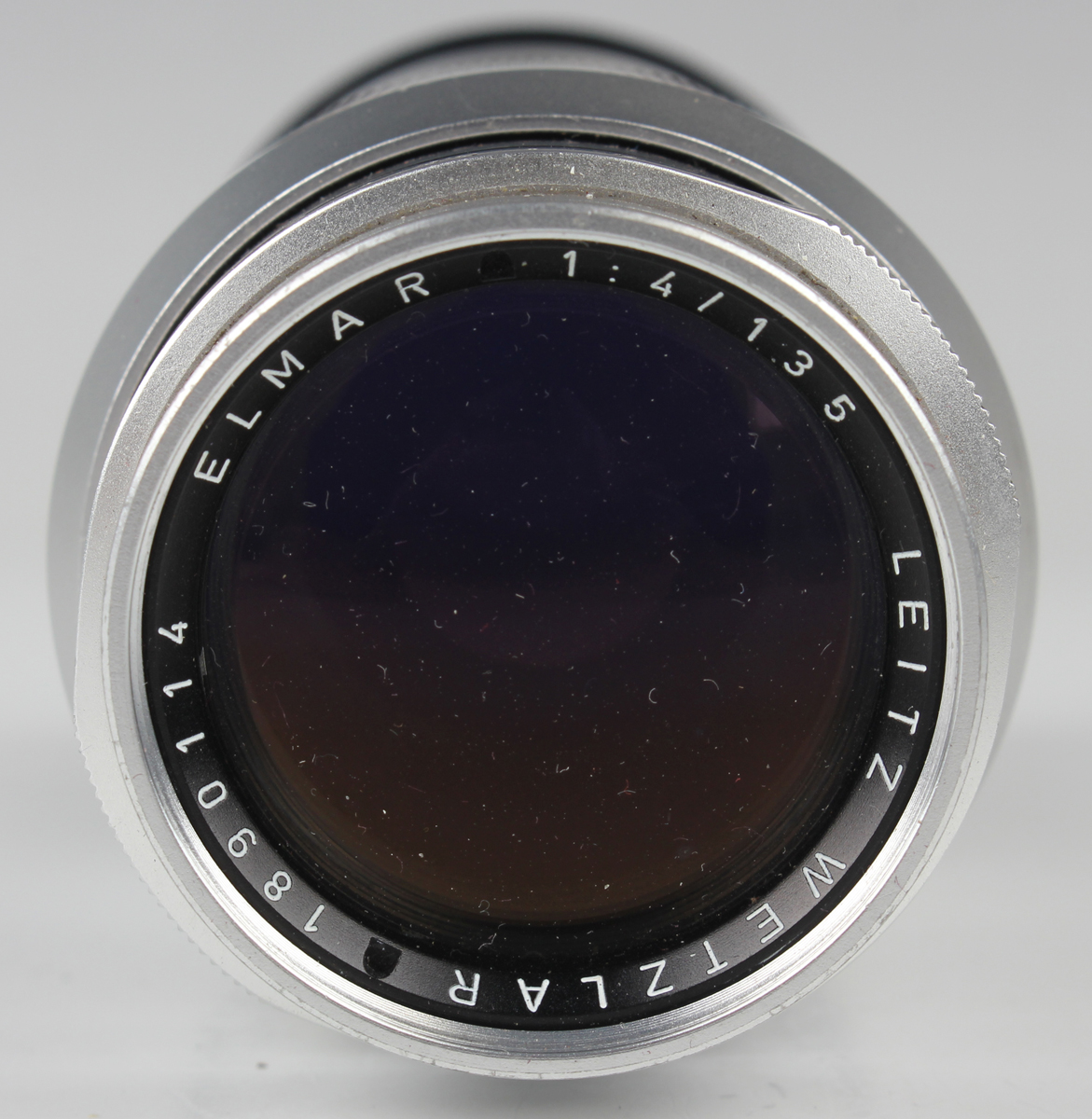 A Leitz Wetzlar Leica Elmar 1:4/135 lens, serial number 1890114.