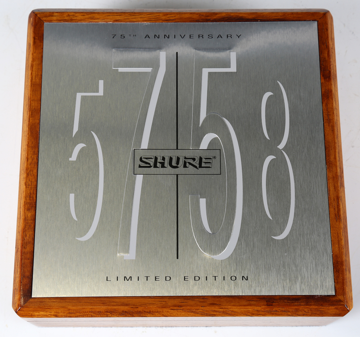A Shure 75th Anniversary Limited Edition SM57 and SM58 microphone
