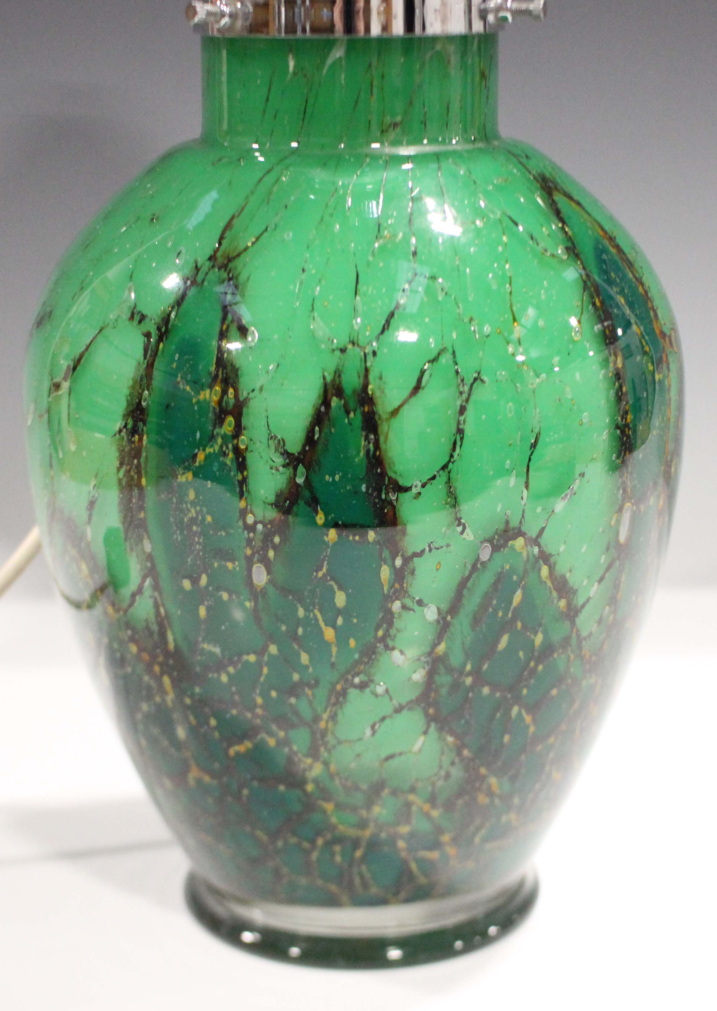 An Art Deco WMF Ikora Kristal glass table lamp by Karl Wiedmann