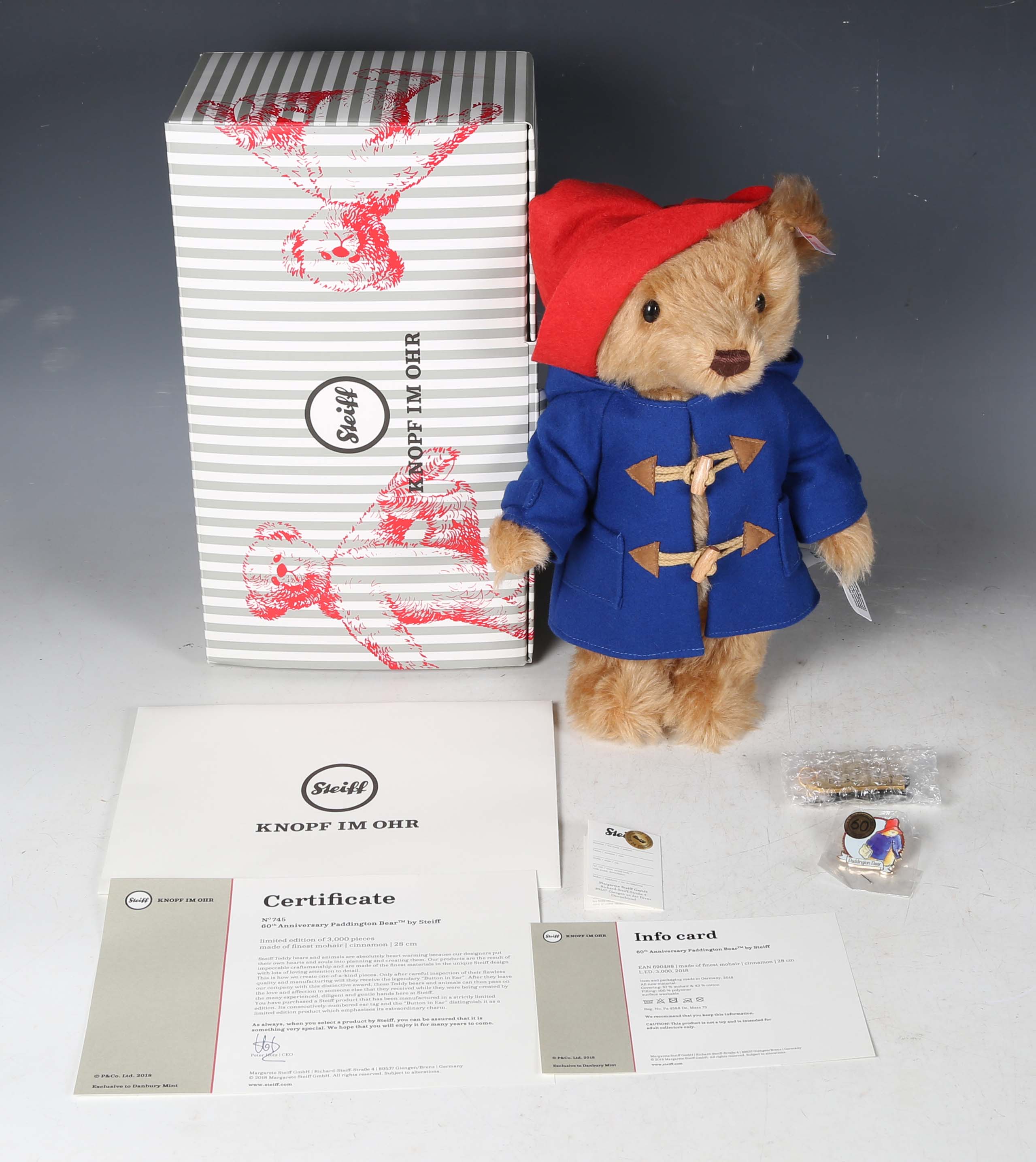 A Steiff No. 690488 Paddington Bear with 60th anniversary badge