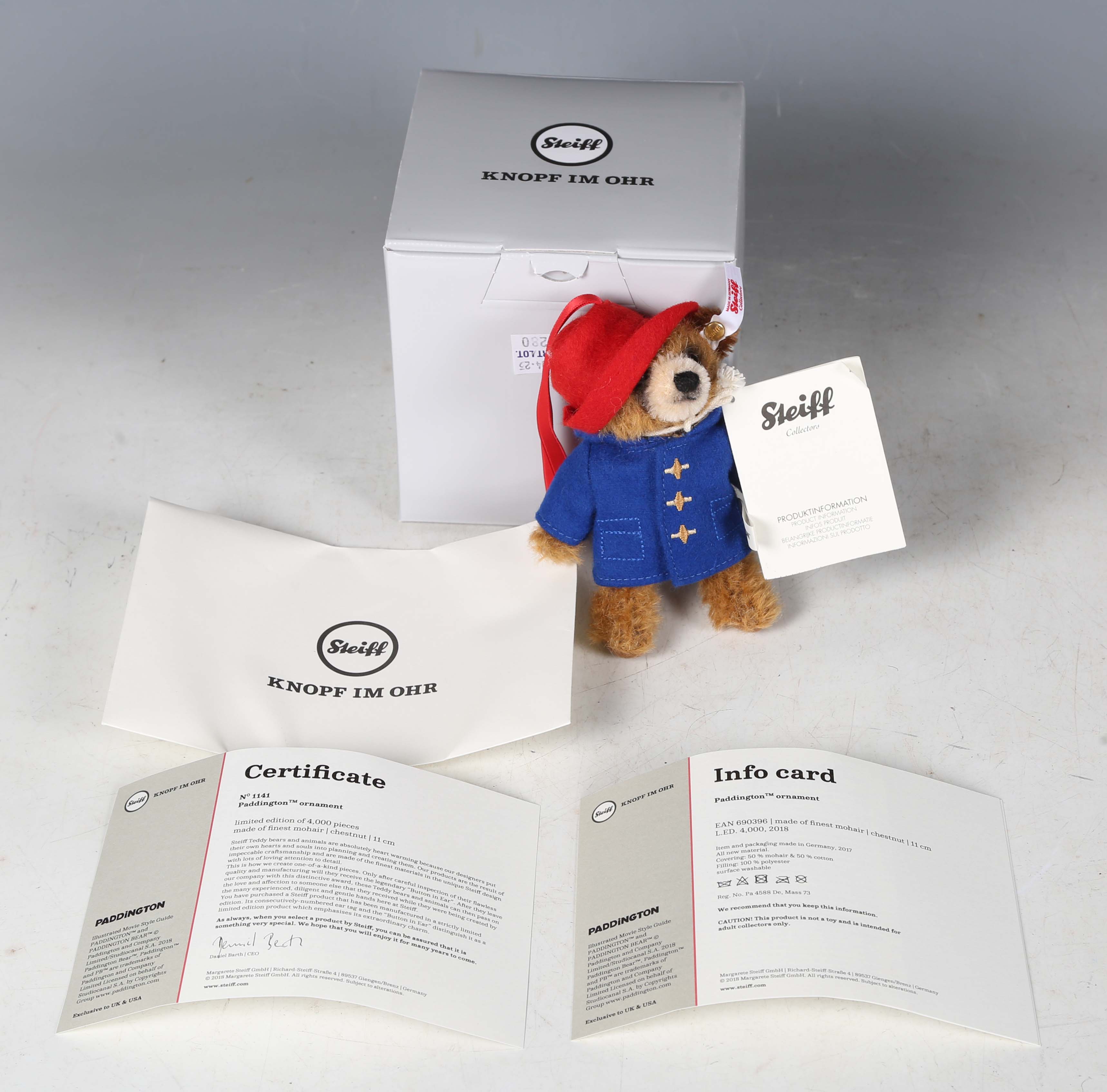 A Steiff No. 690488 Paddington Bear with 60th anniversary badge