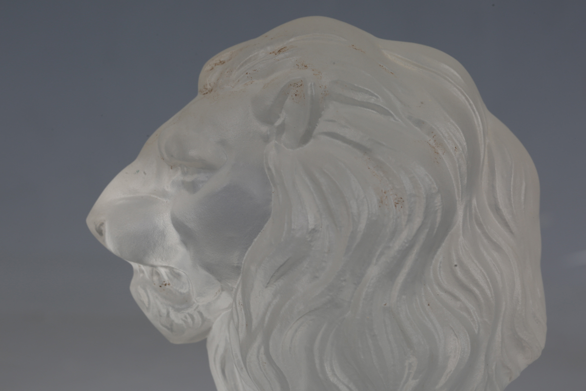 A Red Ashay satin glass car mascot, moulded in the form of a