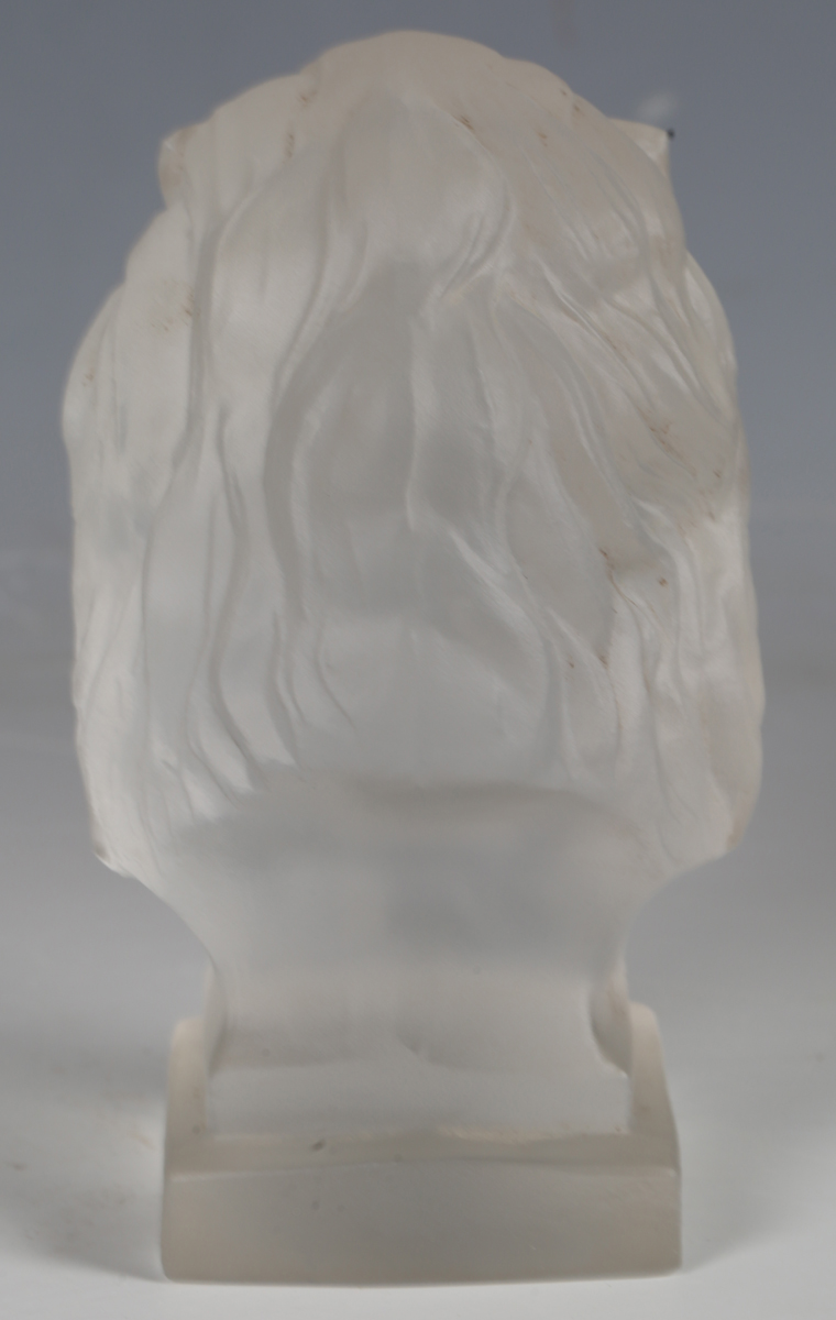 A Red Ashay satin glass car mascot, moulded in the form of a